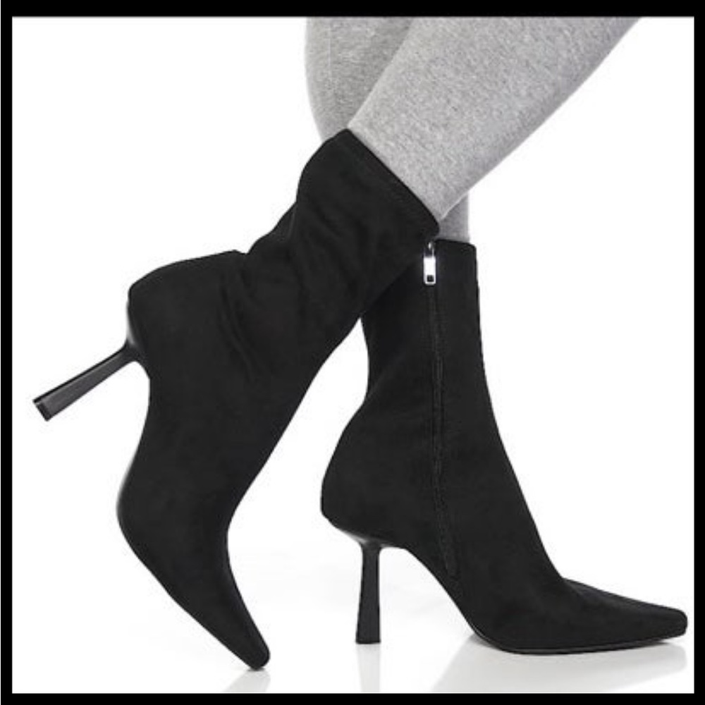Steve Madden Vakay Black Suede Stilleto Heeled Boots New With Box Womans - Picture 2 of 10